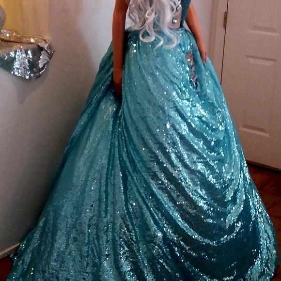 "WYNTER" Ocean Sequin Boho Wedding Ballgown Set - Picture 9 of 10
